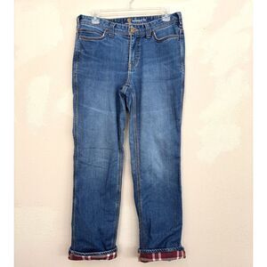 Carhartt Womens Flannel Lined Jeans Size 6 Stretch Relaxed Fit Workwear Outdoor